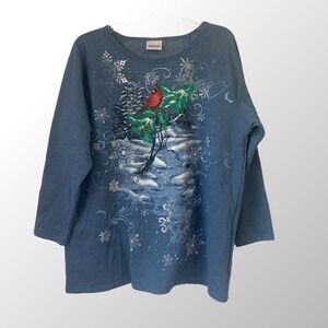 Liberty Lane‎ Women's Crewneck Sweatshirt Cardinal Winter Blue Large?